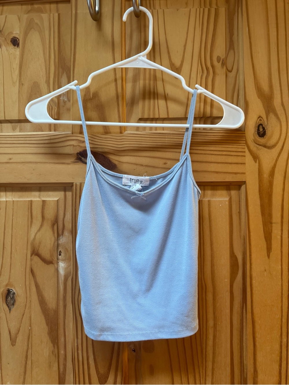 True & Co. Light Blue Ribbed Spaghetti Strap Camisole